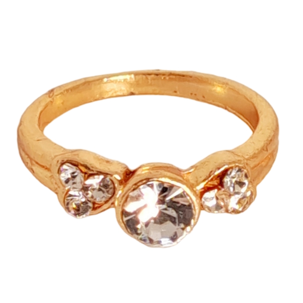 Rose Gold Tone Ring with 3 Rhinestones